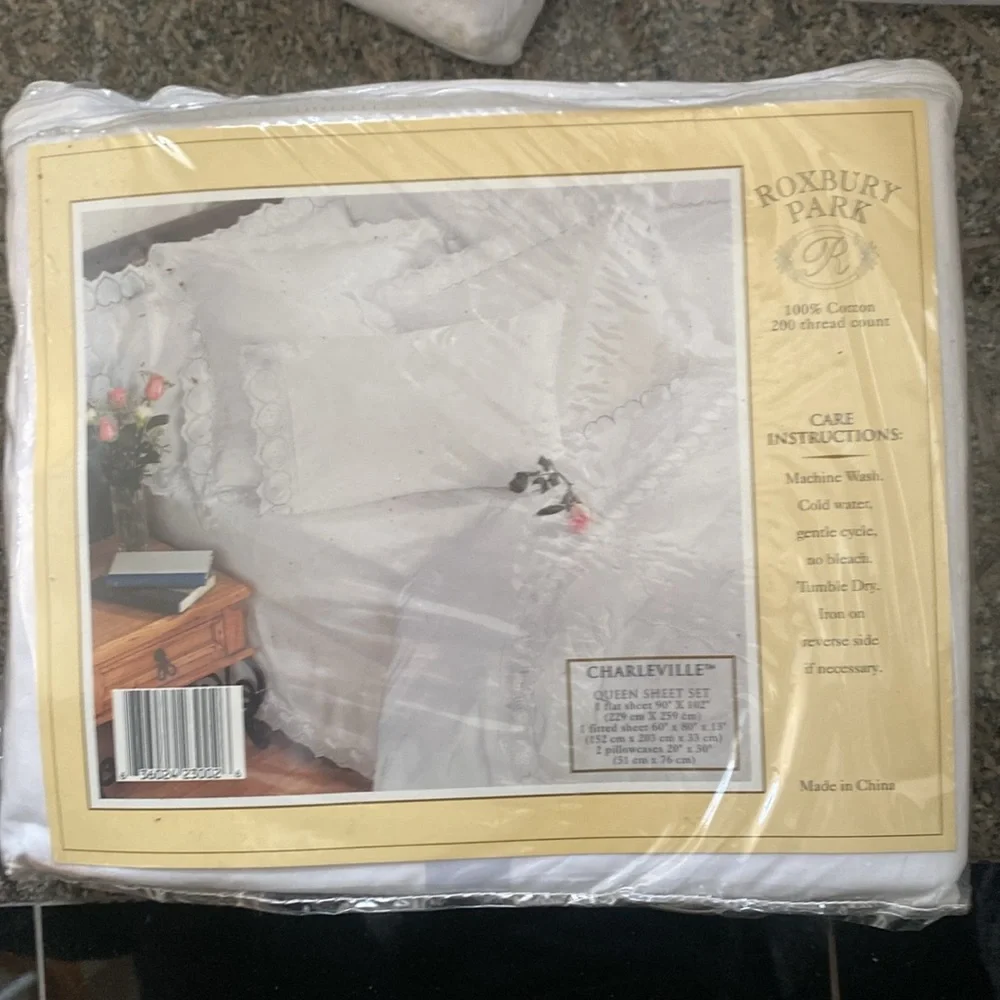Roxbury park queen white 100 percent cotton sheet set